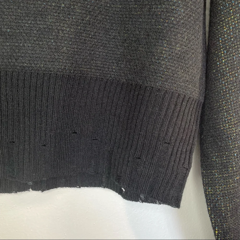 S, M, L NWT DISTRESSED BLACK YELLOW ORANGE BLUE CREW NECK SWEATER - Picture 4 of 8